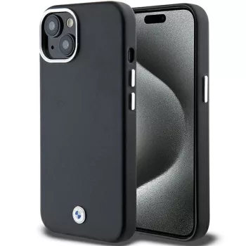   BMW iPhone 15 Signature Wrapped Metal MagSafe (BMHMP15S23PUFWK) MagSafe hátlap, tok, fekete