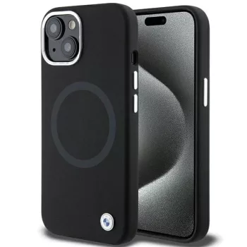   BMW BMHMP15SSILBK2 iPhone 15 6.1" Signature Liquid Silicone MagSafe hátlap, tok, fekete