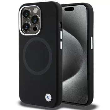  BMW BMHMP15XSILBK2 iPhone 15 Pro Max 6.7", fSignature Liquid Silicone MagSafe hátlap, tok, fekete