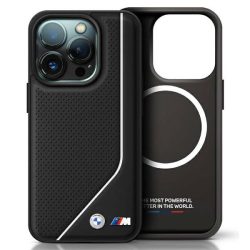   BMW iPhone 16 Pro M Perforated Twisted Line (BMHMP16L23PUCPK) Magsafe kompatibilis hátlap, tok, fekete