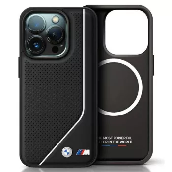   BMW iPhone 16 Pro M Perforated Twisted Line (BMHMP16L23PUCPK) MagSafe hátlap, tok, fekete