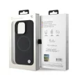 BMW Leather Signature Collection MagSafe Half Textured Design, Hot Stamped, Metal Logo BMHMP16L23RTPK iPhone 16 Pro 6.3" hátlap, tok,  fekete