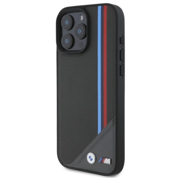 BMW iPhone 16 Pro Max Stripes MagSafe M Meshed Tricolor (BMHMP16X23PUTRA) Magsafe kompatibilis hátlap, tok, fekete