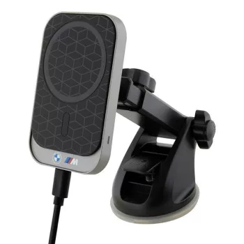   BMW Magsafe Wireless Car Charger (BMMWCCMPGPK), Magsafe kompatibilis vezeték nélküli autós telefontöltő- és tartó, szellőzőrácsra, műszerfalra, szélvédőre, mágneses, 15W, fekete-szürke