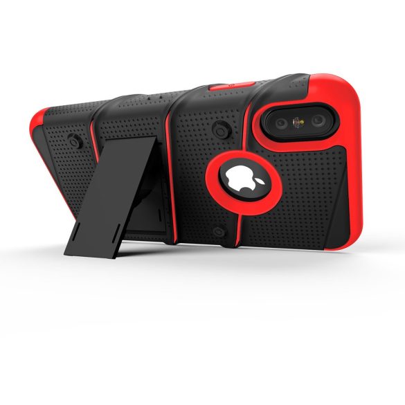 Zizo Bolt Cover iPhone X/Xs ütésálló hátlap, tok és edzett üvegfólia, piros