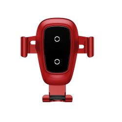  Baseus Metal Wireless Charger Gravity Car Mount autós telefontartó és vezeték nélküli töltő, piros