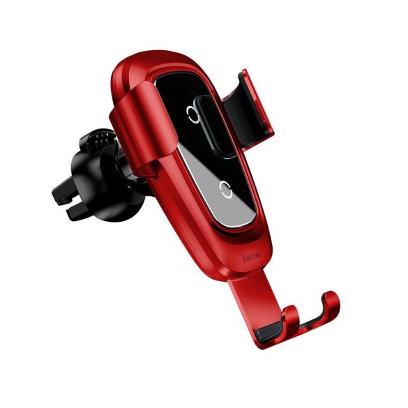 Baseus Metal Wireless Charger Gravity Car Mount autós telefon tartó és vezeték nélküli töltő, piros