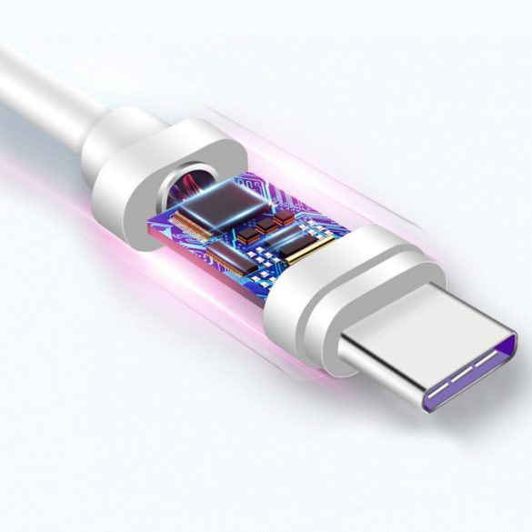 Devia Shark USB/USB-C adat- és töltőkábel, 5A, 1.5m, fehér