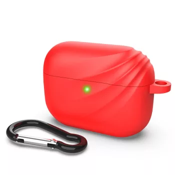 Devia Elf2 Airpods Pro szilikon tok + karabiner, piros