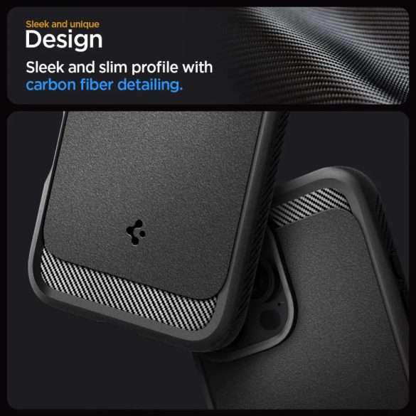 Spigen Rugged Armor Mag Magsafe case iPhone 16 Pro Max Magsafe kompatibilis ütésálló hátlap, tok, matt, fekete