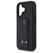 BMW case iPhone 16 6,1" BMHCP16SGSPCCK Hardcase M Grip Stand Smooth and Carbon tok, fekete