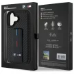 BMW case iPhone 16 6,1" BMHCP16SGSPCCK Hardcase M Grip Stand Smooth and Carbon tok, fekete
