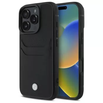   BMW case iPhone 16 Pro Max 6,9" BMHCP16X22RSEPK Hardcase Sign Leather Cardslot tok, fekete