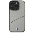 BMW case iPhone 16 Pro 6,3" BMHMP16L23RDCLG Hardcase Sign Leather Textutok, piros and Line MagSafe gray