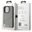BMW case iPhone 16 Pro 6,3" BMHMP16L23RDCLG Hardcase Sign Leather Textutok, piros and Line MagSafe gray