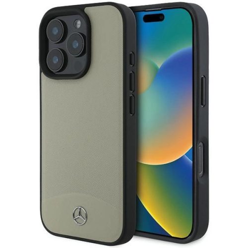 Mercedes case iPhone 16 Pro Max 6,9" MEHMP16X23RBARE Hardcase MB Textutok, piros and Plain Leather MagSafe tok, bézs