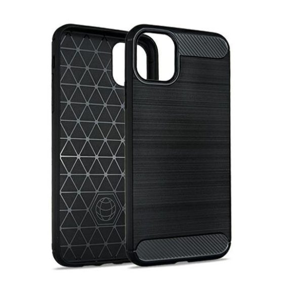 Carbon Case Flexible iPhone 12 Pro Max hátlap, tok, fekete