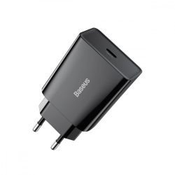   Baseus CCFS-SN01 USB-C, Speed Mini Quick Charger hálózati töltő adapter, gyorstöltés, 20W, QC, PD, 3A, fekete
