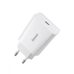   Baseus CCFS-SN01 USB-C, Speed Mini Quick Charger hálózati töltő adapter, gyorstöltés, 20W, QC, PD, 3A, fehér