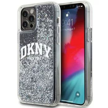   DKNY case for IPHONE 12/12 Pro hátlap, tok DKHCP12MLBNAEK Liquid Glitters W/Arch Logo, fekete
