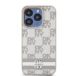 DKNY iPhone 14 Pro PU Leather Checkered Pattern and Stripe DKHCP14LPCPTSSE hátlap, tok, bézs