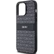 DKNY PU Leather Repeat Pattern Tonal Stripe iPhone 14 Pro hátlap tok, fekete