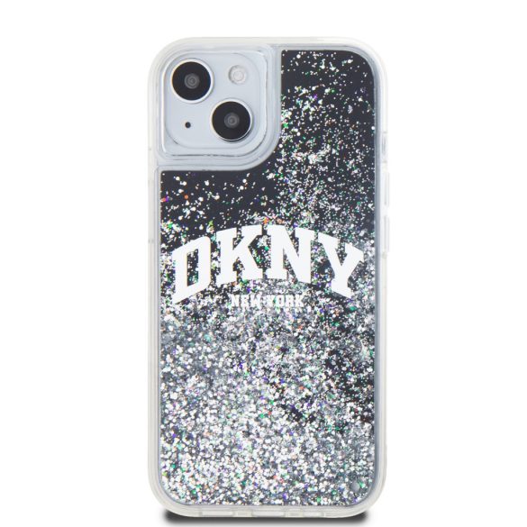 DKNY iPhone 13/14/15 Liquid Glitter Arch Logo DKHCP14SLBNAEK hátlap, tok, fekete