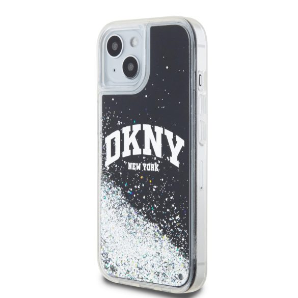 DKNY iPhone 13/14/15 Liquid Glitter Arch Logo DKHCP14SLBNAEK hátlap, tok, fekete