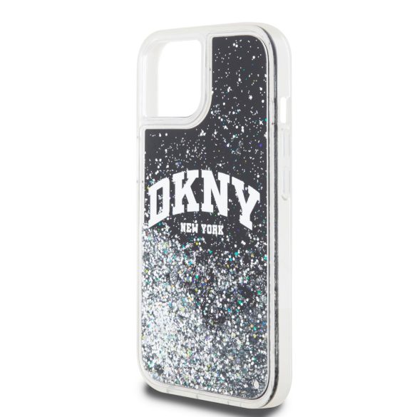 DKNY iPhone 13/14/15 Liquid Glitter Arch Logo DKHCP14SLBNAEK hátlap, tok, fekete