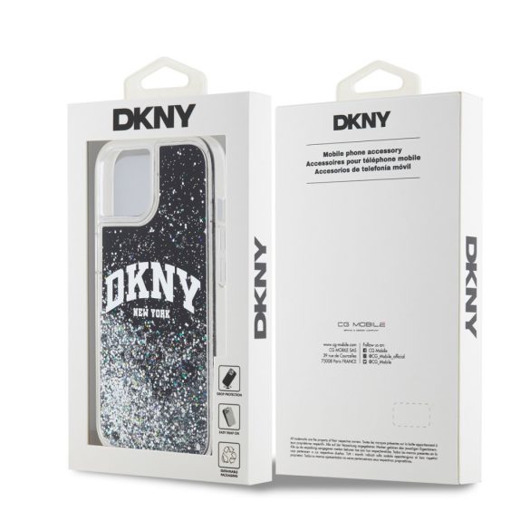 DKNY iPhone 13/14/15 Liquid Glitter Arch Logo DKHCP14SLBNAEK hátlap, tok, fekete