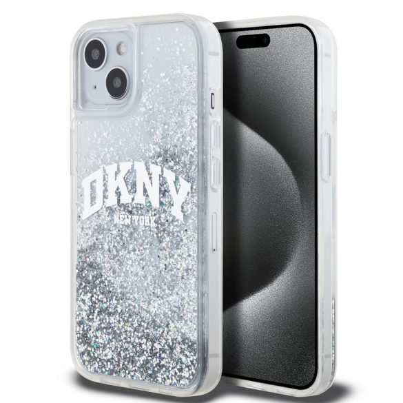 DKNY iPhone 14 Liquid Glitter Arch Logo DKHCP14SLBNAET hátlap, tok, átlátszó