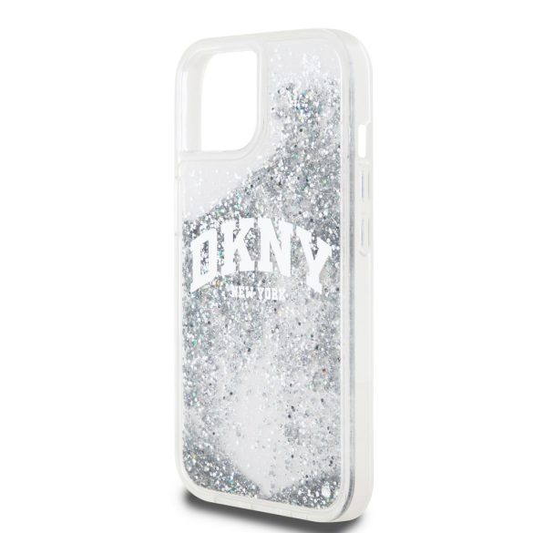 DKNY iPhone 14 Liquid Glitter Arch Logo DKHCP14SLBNAET hátlap, tok, átlátszó