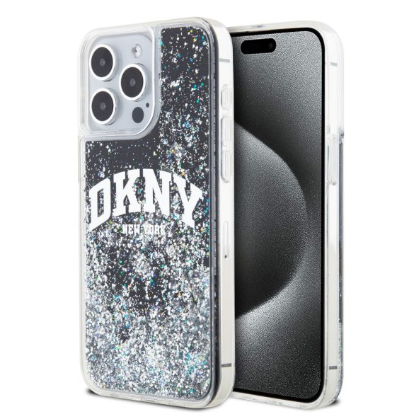 DKNY iPhone 14 Pro Max Liquid Glitter Arch Logo DKHCP14XLBNAEK hátlap, tok, fekete