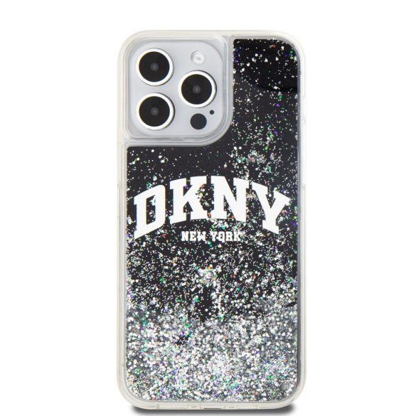 DKNY iPhone 14 Pro Max Liquid Glitter Arch Logo DKHCP14XLBNAEK hátlap, tok, fekete