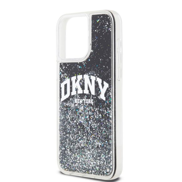 DKNY iPhone 14 Pro Max Liquid Glitter Arch Logo DKHCP14XLBNAEK hátlap, tok, fekete