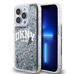   DKNY iPhone 15 Pro Liquid Glitter Arch Logo DKHCP15LLBNAEK hátlap, tok, fekete