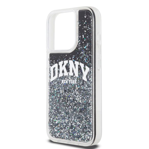 DKNY iPhone 15 Pro Liquid Glitter Arch Logo DKHCP15LLBNAEK hátlap, tok, fekete