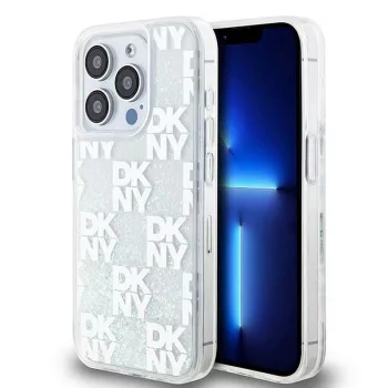   DKNY case for IPHONE 15 Pro hátlap, tok DKHCP15LLCPEPT Liquid Glitters W/Checkered Pattern, fehér