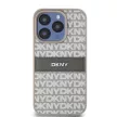 DKNY DKHCP15LPRTHSLE iPhone 15 Pro 6.1" hátlap, tok Leather Mono Stripe & Metal Logo, bézs