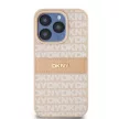 DKNY DKHCP15LPRTHSLP iPhone 15 Pro 6.1" hátlap, tok Leather Mono Stripe & Metal Logo, rózsaszín