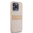 DKNY DKHCP15LPRTHSLP iPhone 15 Pro 6.1" hátlap, tok Leather Mono Stripe & Metal Logo, rózsaszín