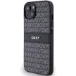 DKNY DKHCP15MPRTHSLK iPhone 15 Plus/14 Plus 6.7" hátlap, tok Leather Mono Stripe & Metal Logo, fekete
