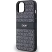 DKNY DKHCP15MPRTHSLK iPhone 15 Plus/14 Plus 6.7" hátlap, tok Leather Mono Stripe & Metal Logo, fekete