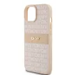 DKNY DKHCP15MPRTHSLP iPhone 15 Plus/14 Plus 6.7" hátlap, tok Leather Mono Stripe & Metal Logo, rózsaszín