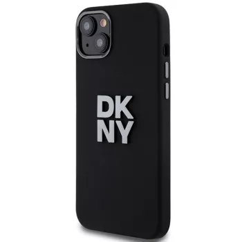   DKNY iPhone 15 Plus DKHCP15MSMCBSK hátlap, tok Silicone W/Stack Metal Logo, fekete