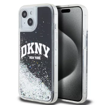   DKNY iPhone 15 Liquid Glitter Arch Logo DKHCP15SLBNAEK hátlap, tok, fekete