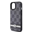 DKNY DKHCP15SPCPTSSK iPhone 15/14/13 6.1" hátlap, tok Leather Checkered Mono Pattern & Printed Stripes, fekete