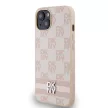 DKNY iPhone 15 PU Leather Checkered Pattern and Stripe DKHCP15SPCPTSSP hátlap, tok, rózsaszín