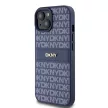 DKNY DKHCP15SPRTHSLB iPhone 15/14/13 6.1" hátlap, tok Leather Mono Stripe & Metal Logo, kék
