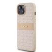 DKNY DKHCP15SPRTHSLP iPhone 15/14/13 6.1" hátlap, tok Leather Mono Stripe & Metal Logo, rózsaszín